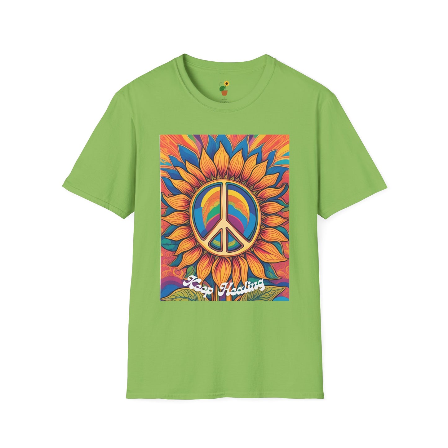 Peace & Love Sunflower T-Shirt - Unisex Softstyle Tee for Festivals and Everyday Wear
