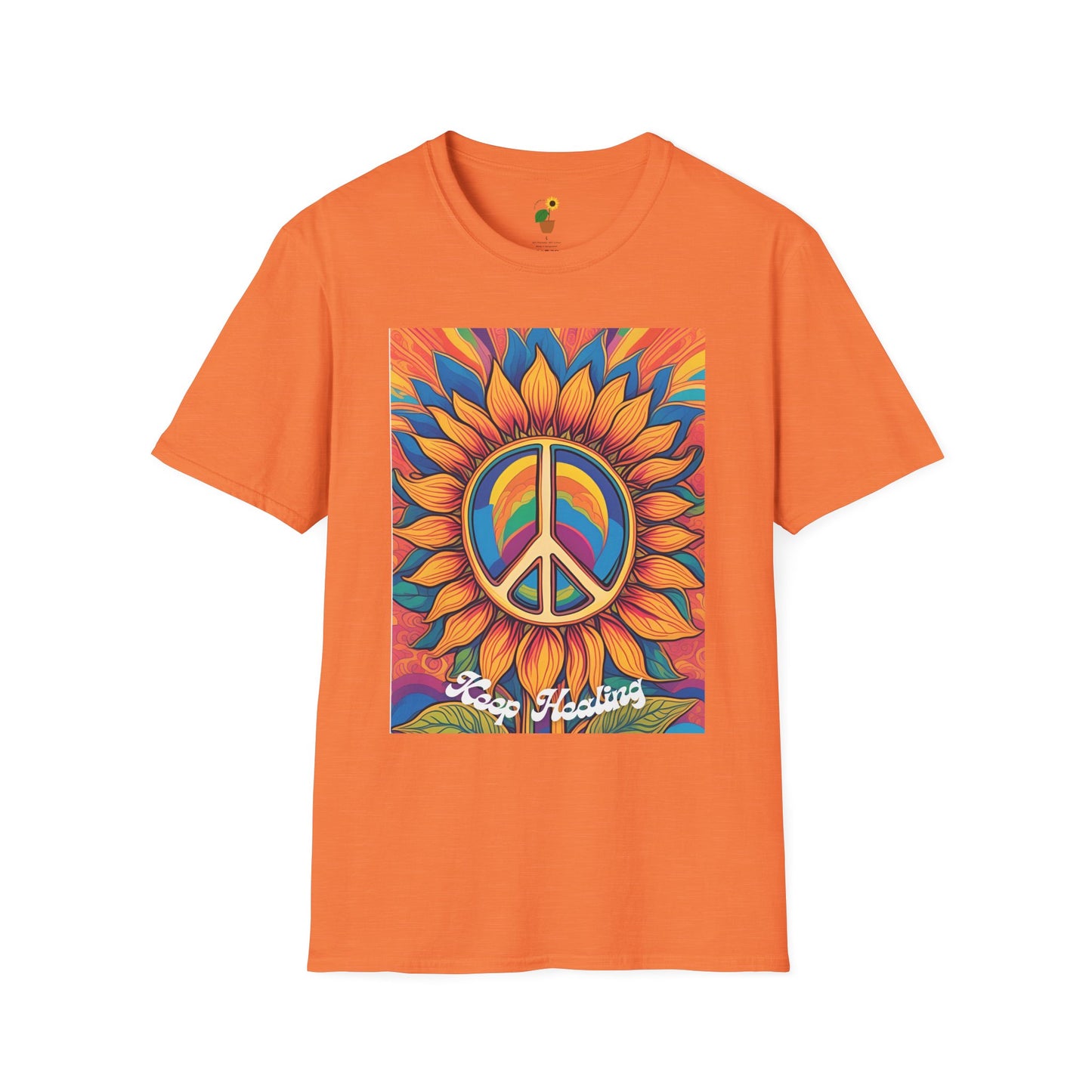 Peace & Love Sunflower T-Shirt - Unisex Softstyle Tee for Festivals and Everyday Wear