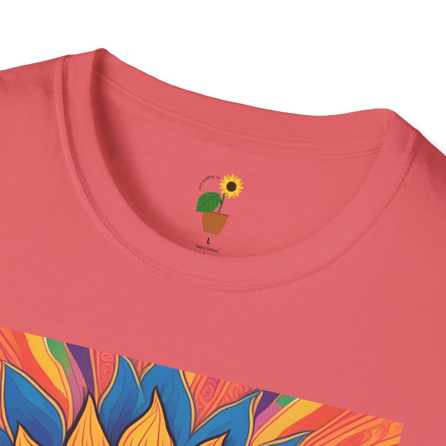 Peace & Love Sunflower T-Shirt - Unisex Softstyle Tee for Festivals and Everyday Wear
