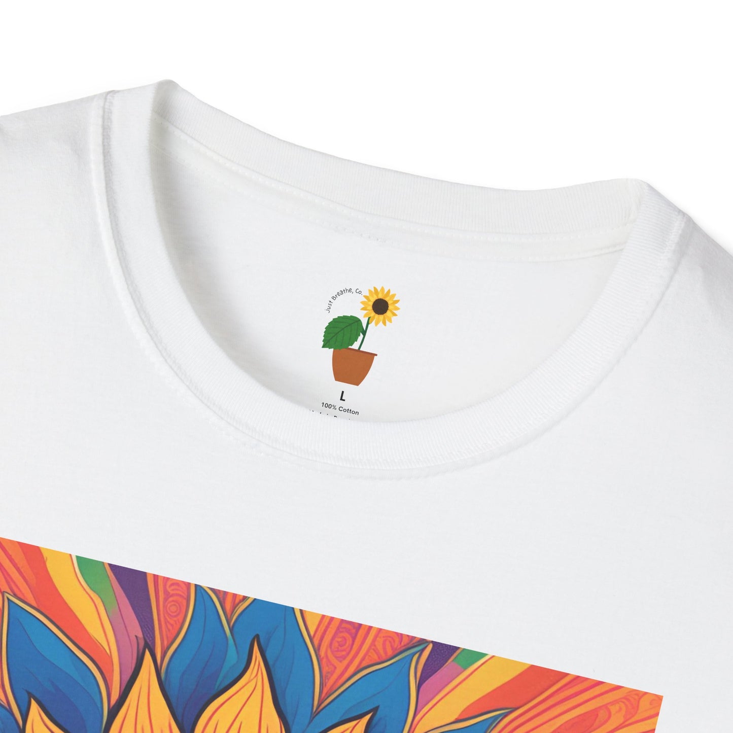 Peace & Love Sunflower T-Shirt - Unisex Softstyle Tee for Festivals and Everyday Wear