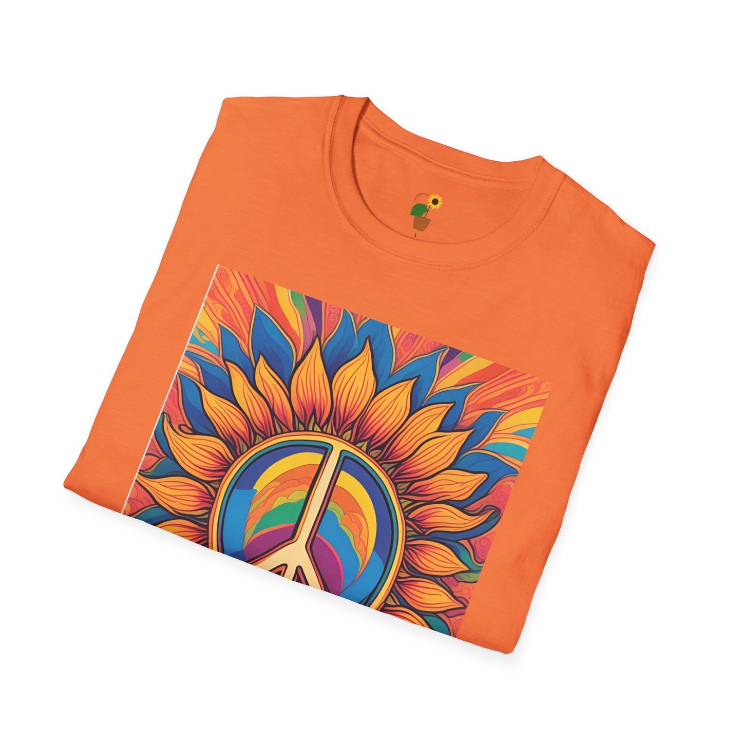 Peace & Love Sunflower T-Shirt - Unisex Softstyle Tee for Festivals and Everyday Wear
